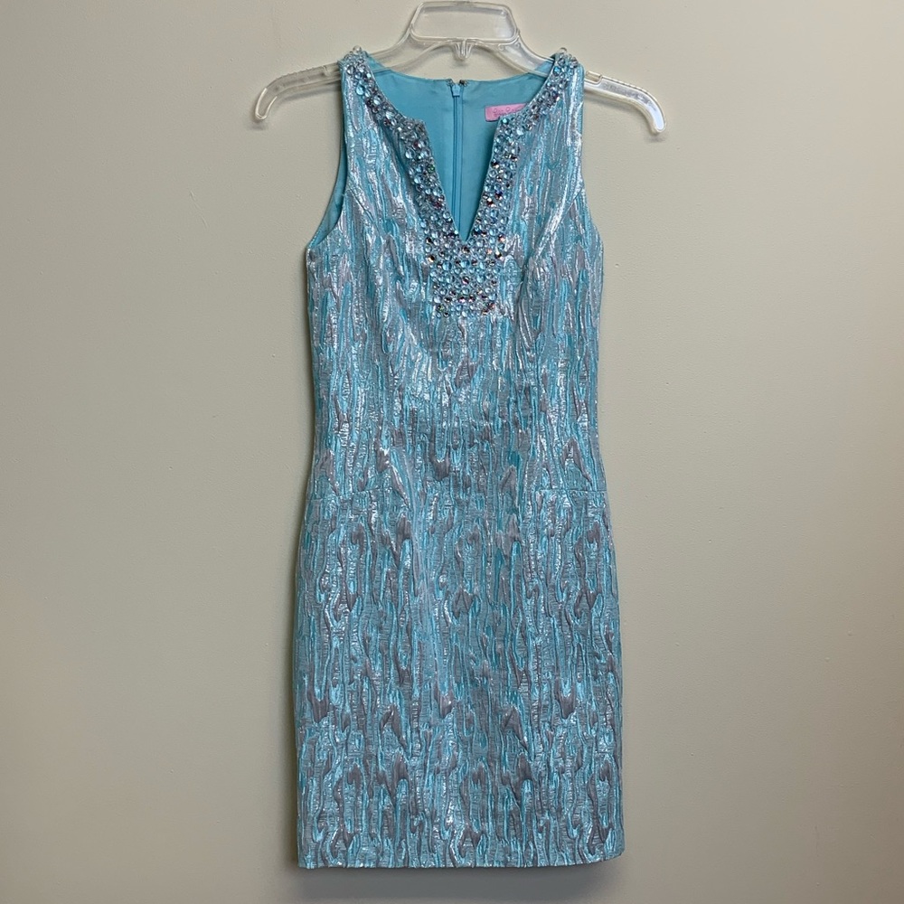 Lilly Pulitzer Shift Dress Spa Blue Size 00 - Picture 2 of 14